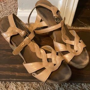 Tan colored wedges heels